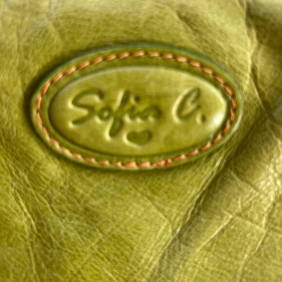 Sofia C. Handbag Green Red Genuine Leather Woven Pattern With Cut Out Charms - Picture 7 of 15